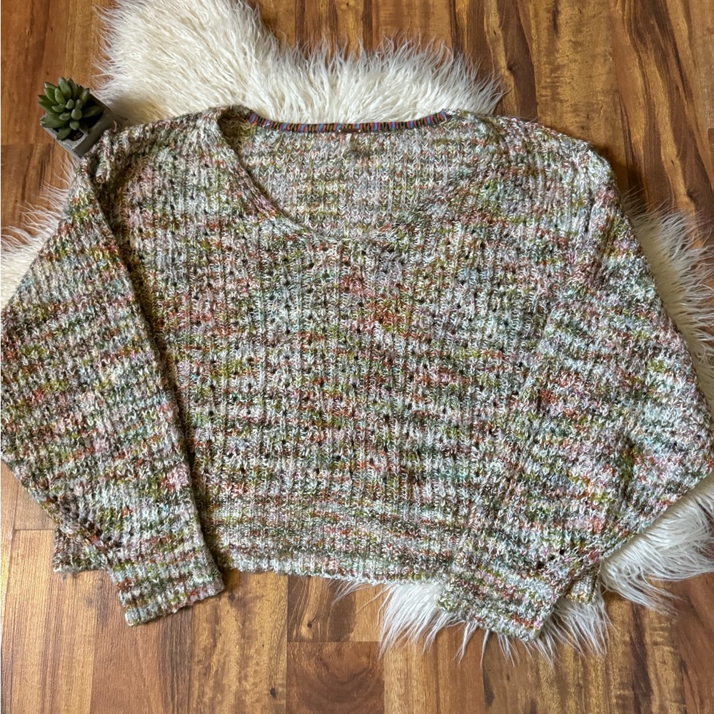 Free People Highland Oversized Knit Multi Sweater